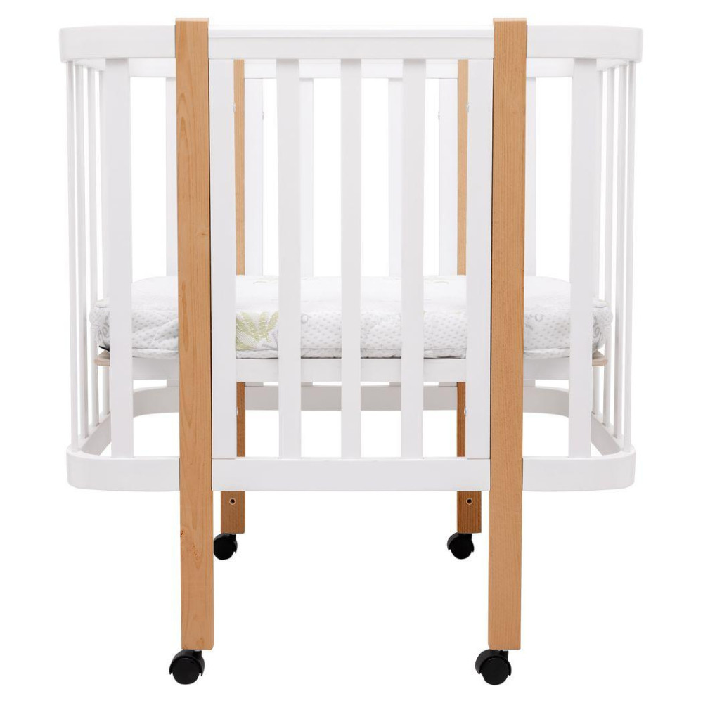Babyroom Місяць LU-1 - дитяче ліжечко-трансформер 120×60 та 80×60 см, знімні колеса • Білий / Натуральний