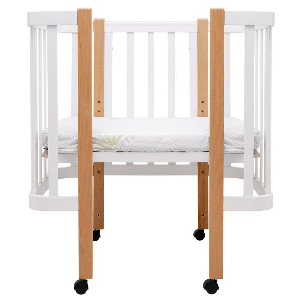 Babyroom Місяць LU-1 - дитяче ліжечко-трансформер 120×60 та 80×60 см, знімні колеса • Білий / Натуральний