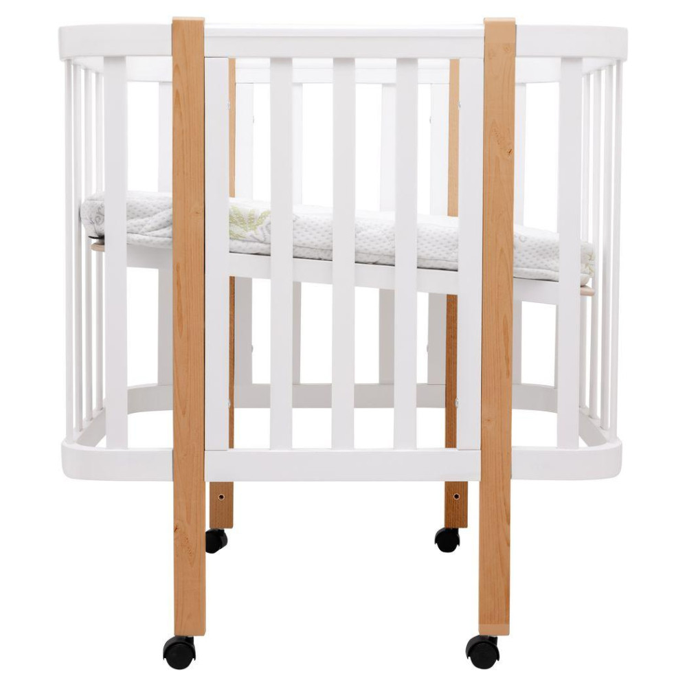 Babyroom Місяць LU-1 - дитяче ліжечко-трансформер 120×60 та 80×60 см, знімні колеса • Білий / Натуральний