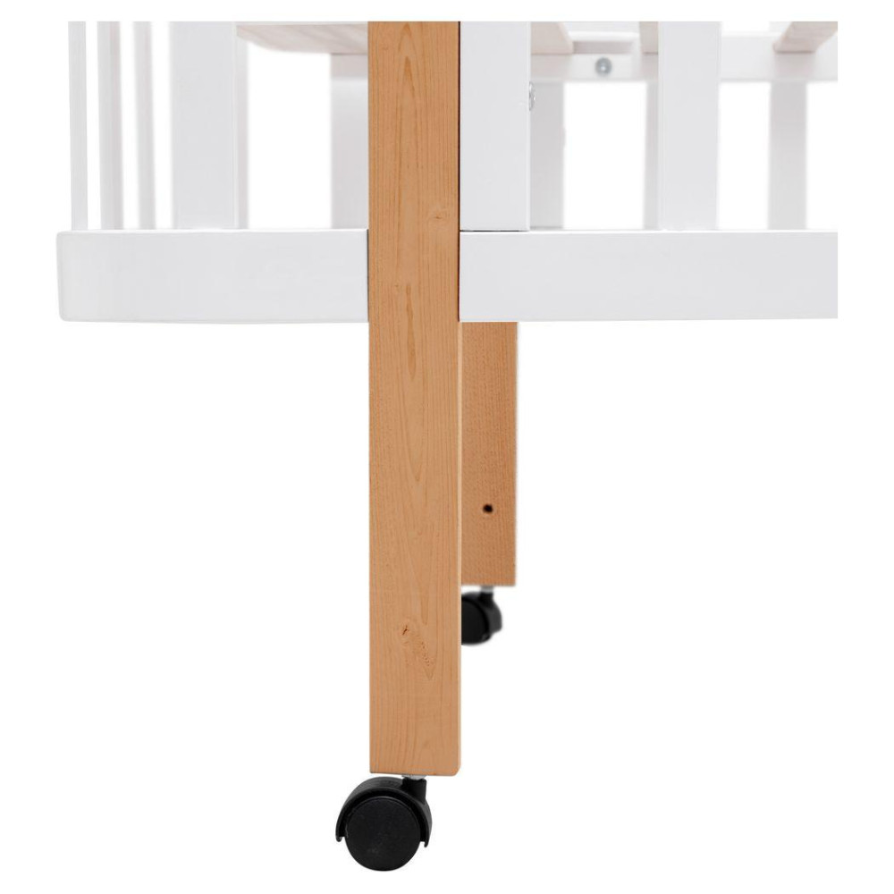 Babyroom Місяць LU-1 - дитяче ліжечко-трансформер 120×60 та 80×60 см, знімні колеса • Білий / Натуральний