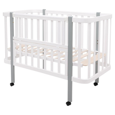 Babyroom Місяць LU-1 - дитяче ліжечко-трансформер 120×60 та 80×60 см, знімні колеса • Білий / Сірий