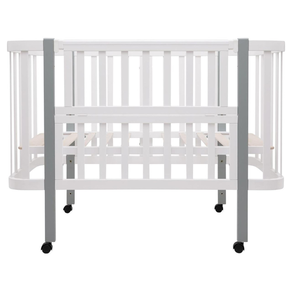 Babyroom Місяць LU-1 - дитяче ліжечко-трансформер 120×60 та 80×60 см, знімні колеса • Білий / Сірий