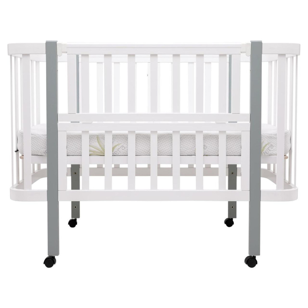 Babyroom Місяць LU-1 - дитяче ліжечко-трансформер 120×60 та 80×60 см, знімні колеса • Білий / Сірий