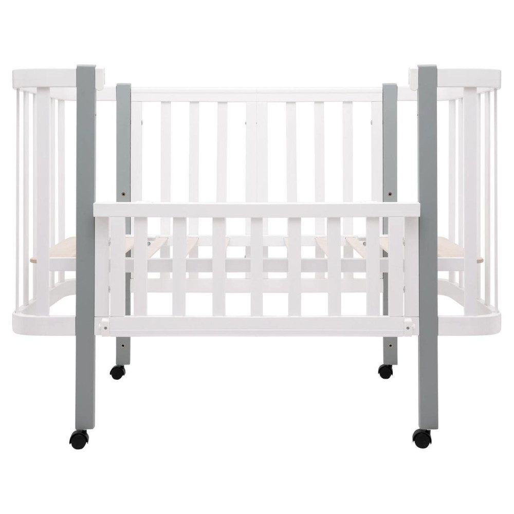 Babyroom Місяць LU-1 - дитяче ліжечко-трансформер 120×60 та 80×60 см, знімні колеса • Білий / Сірий