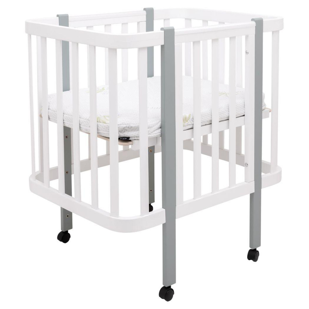 Babyroom Місяць LU-1 - дитяче ліжечко-трансформер 120×60 та 80×60 см, знімні колеса • Білий / Сірий