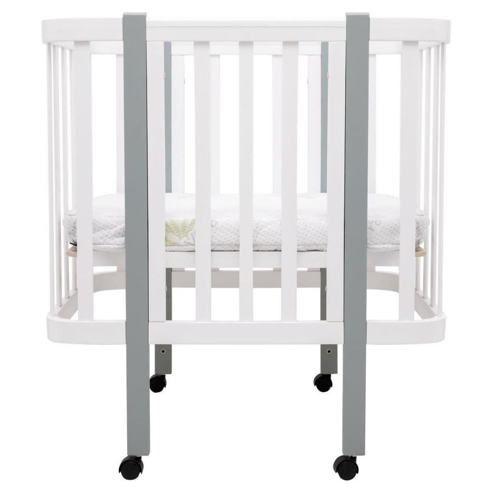 Babyroom Місяць LU-1 - дитяче ліжечко-трансформер 120×60 та 80×60 см, знімні колеса • Білий / Сірий