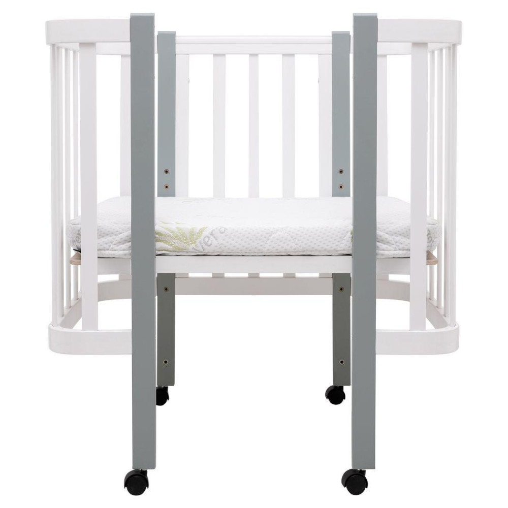 Babyroom Місяць LU-1 - дитяче ліжечко-трансформер 120×60 та 80×60 см, знімні колеса • Білий / Сірий