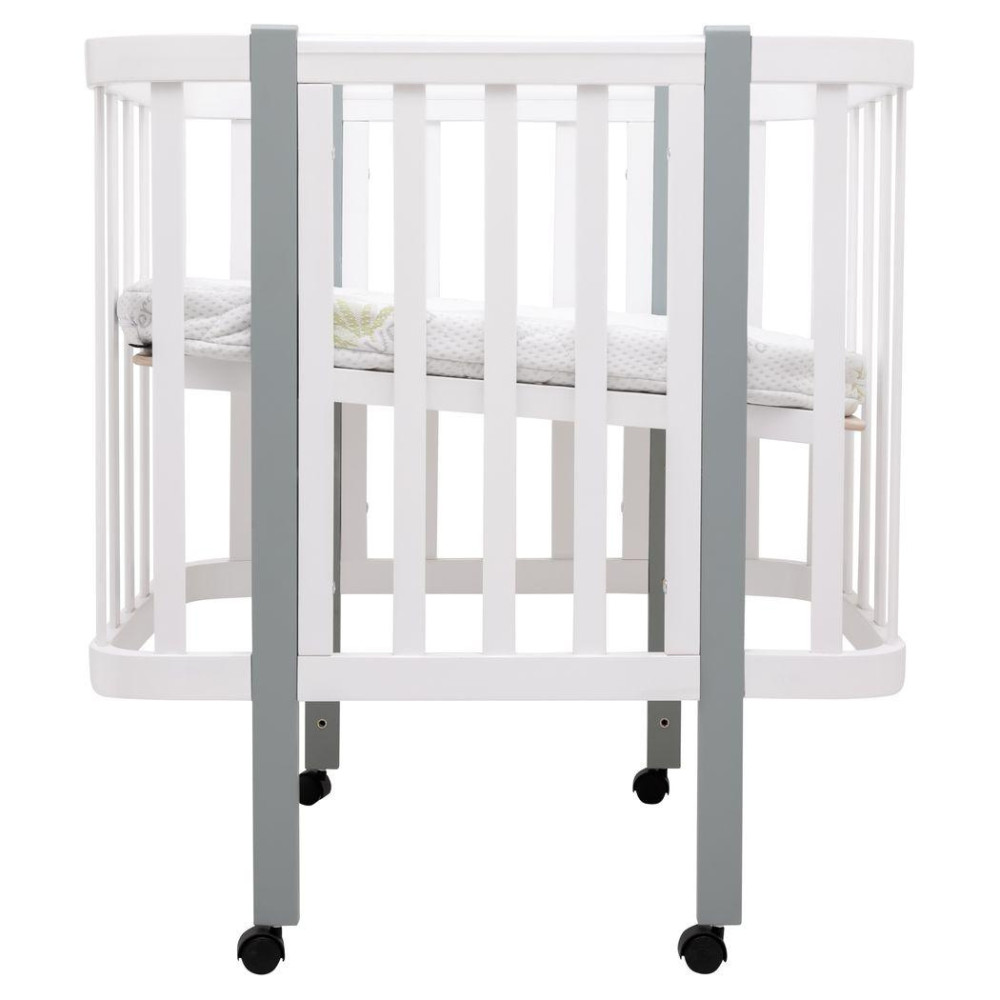 Babyroom Місяць LU-1 - дитяче ліжечко-трансформер 120×60 та 80×60 см, знімні колеса • Білий / Сірий