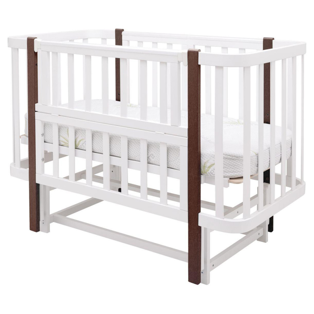Babyroom Місяць LU-2 - дитяче ліжечко-трансформер 120×60 та 80×60 см, маятник • Білий / Венге