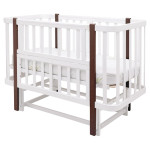 Babyroom Місяць LU-2 - дитяче ліжечко-трансформер 120×60 та 80×60 см, маятник • Білий / Венге