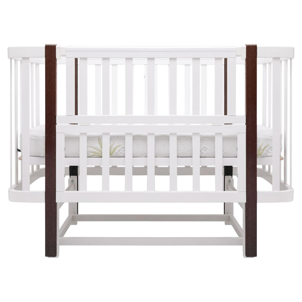 Babyroom Місяць LU-2 - дитяче ліжечко-трансформер 120×60 та 80×60 см, маятник • Білий / Венге