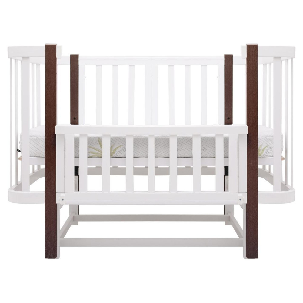 Babyroom Місяць LU-2 - дитяче ліжечко-трансформер 120×60 та 80×60 см, маятник • Білий / Венге