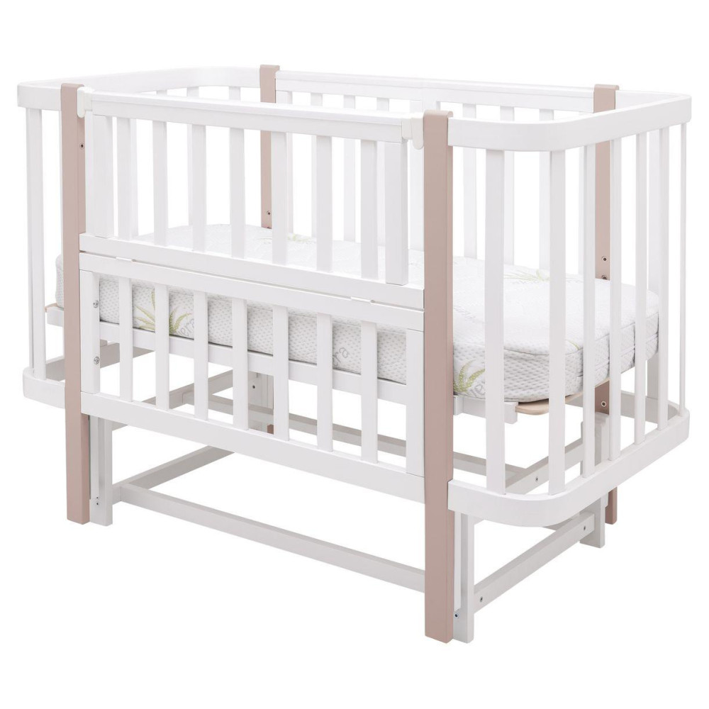 Babyroom Місяць LU-2 - дитяче ліжечко-трансформер 120×60 та 80×60 см, маятник • Білий / Капучино