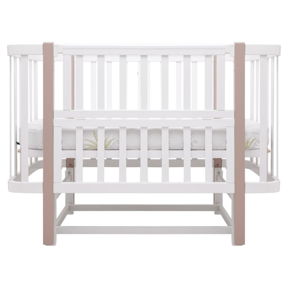 Babyroom Місяць LU-2 - дитяче ліжечко-трансформер 120×60 та 80×60 см, маятник • Білий / Капучино