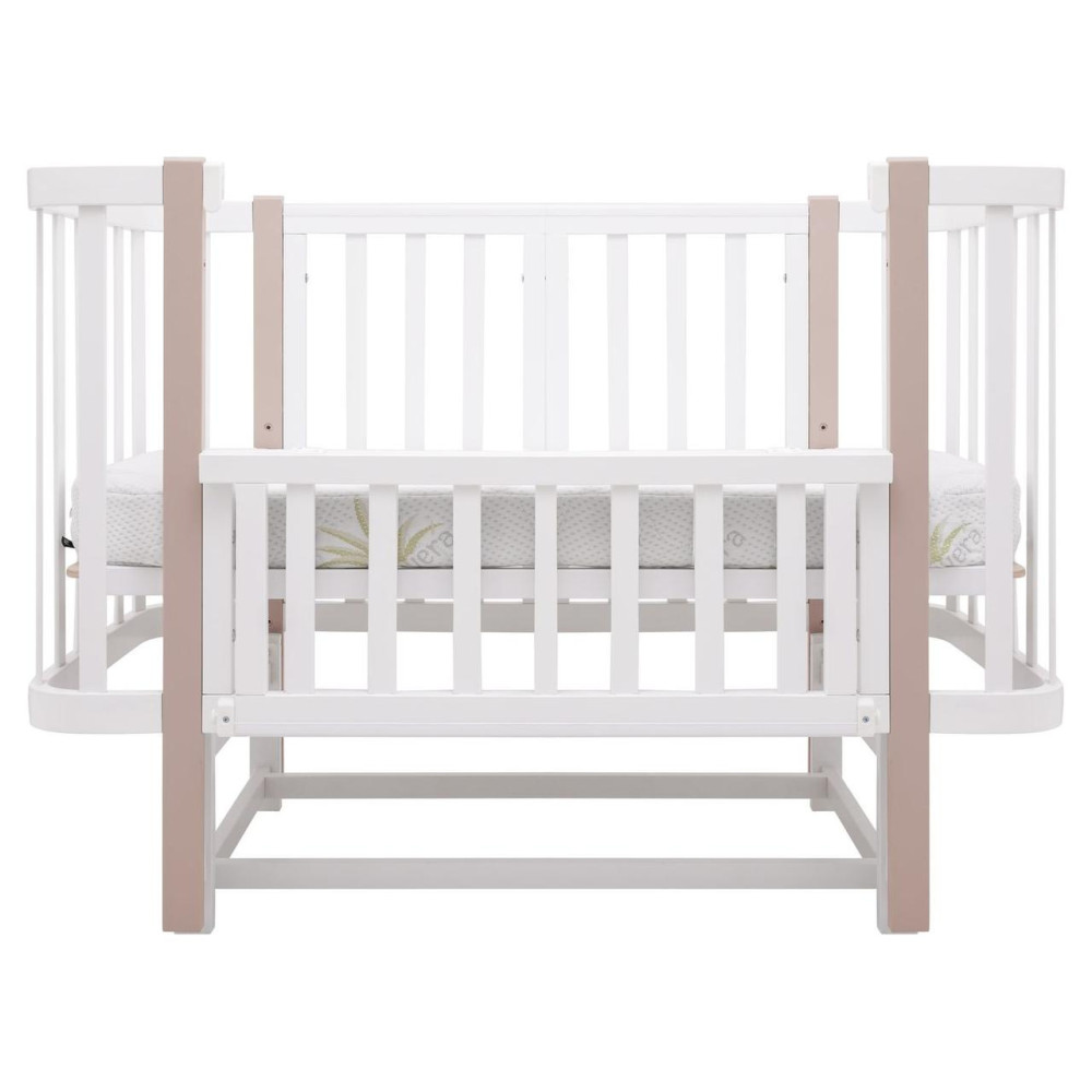 Babyroom Місяць LU-2 - дитяче ліжечко-трансформер 120×60 та 80×60 см, маятник • Білий / Капучино