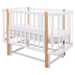 Babyroom Місяць LU-2 - дитяче ліжечко-трансформер 120×60 та 80×60 см, маятник • Білий / Натуральний