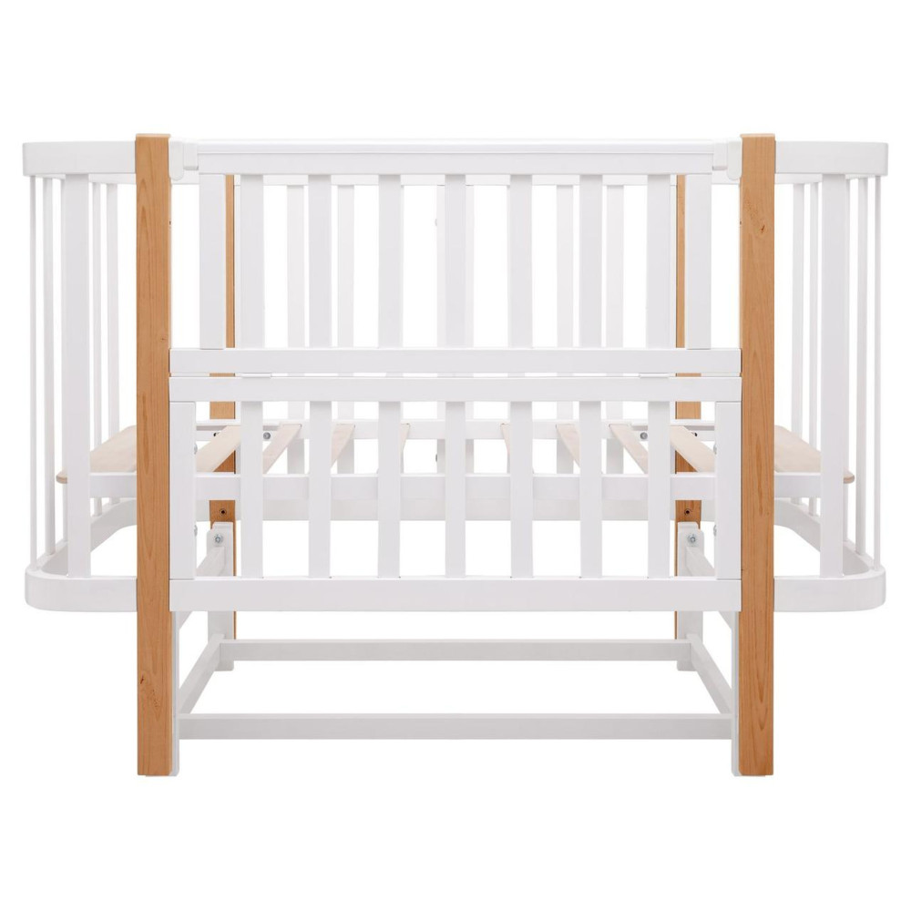 Babyroom Місяць LU-2 - дитяче ліжечко-трансформер 120×60 та 80×60 см, маятник • Білий / Натуральний