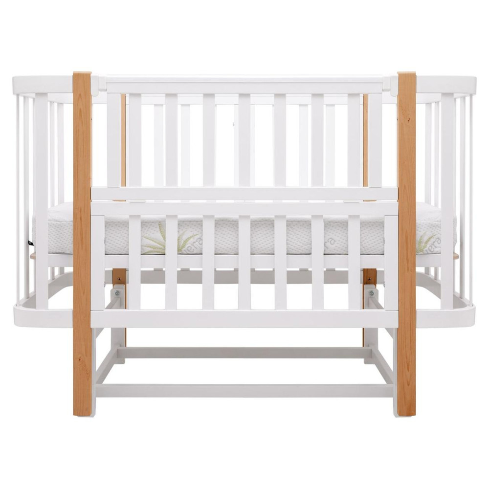 Babyroom Місяць LU-2 - дитяче ліжечко-трансформер 120×60 та 80×60 см, маятник • Білий / Натуральний