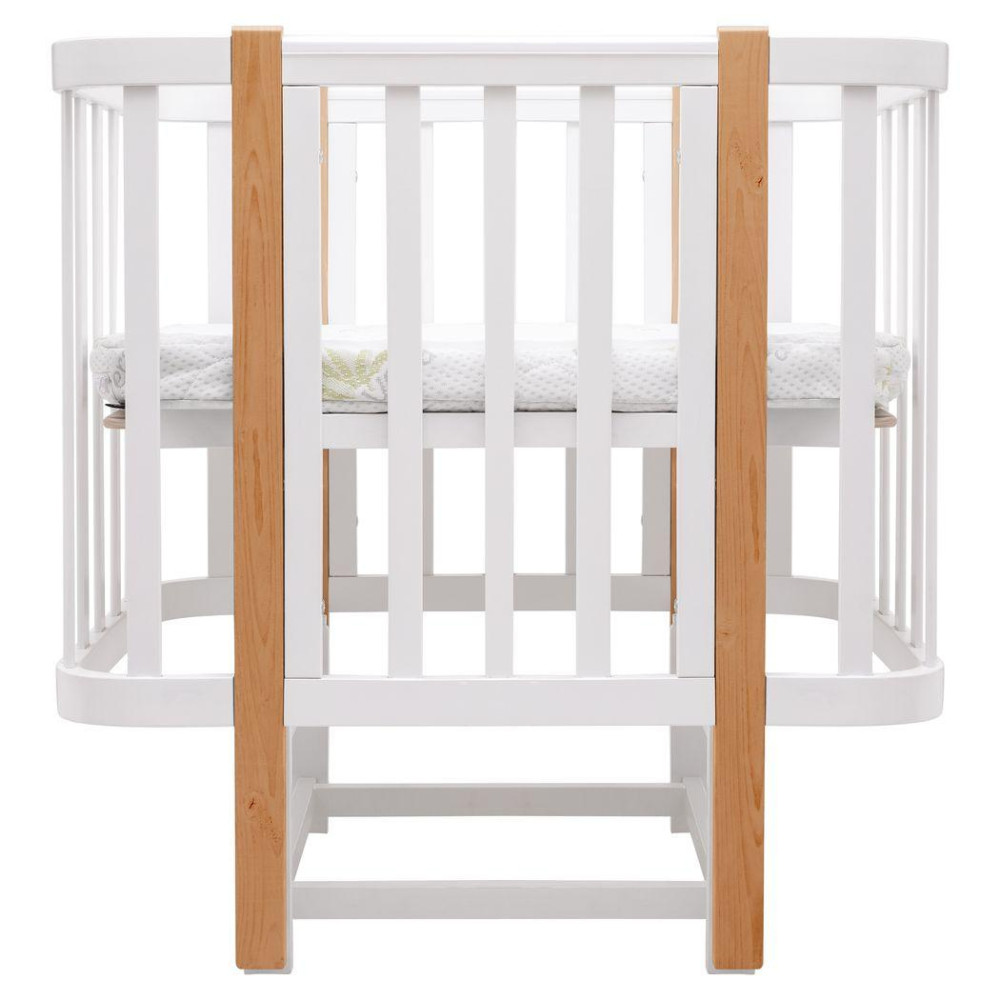 Babyroom Місяць LU-2 - дитяче ліжечко-трансформер 120×60 та 80×60 см, маятник • Білий / Натуральний