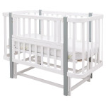 Babyroom Місяць LU-2 - дитяче ліжечко-трансформер 120×60 та 80×60 см, маятник • Білий / Сірий