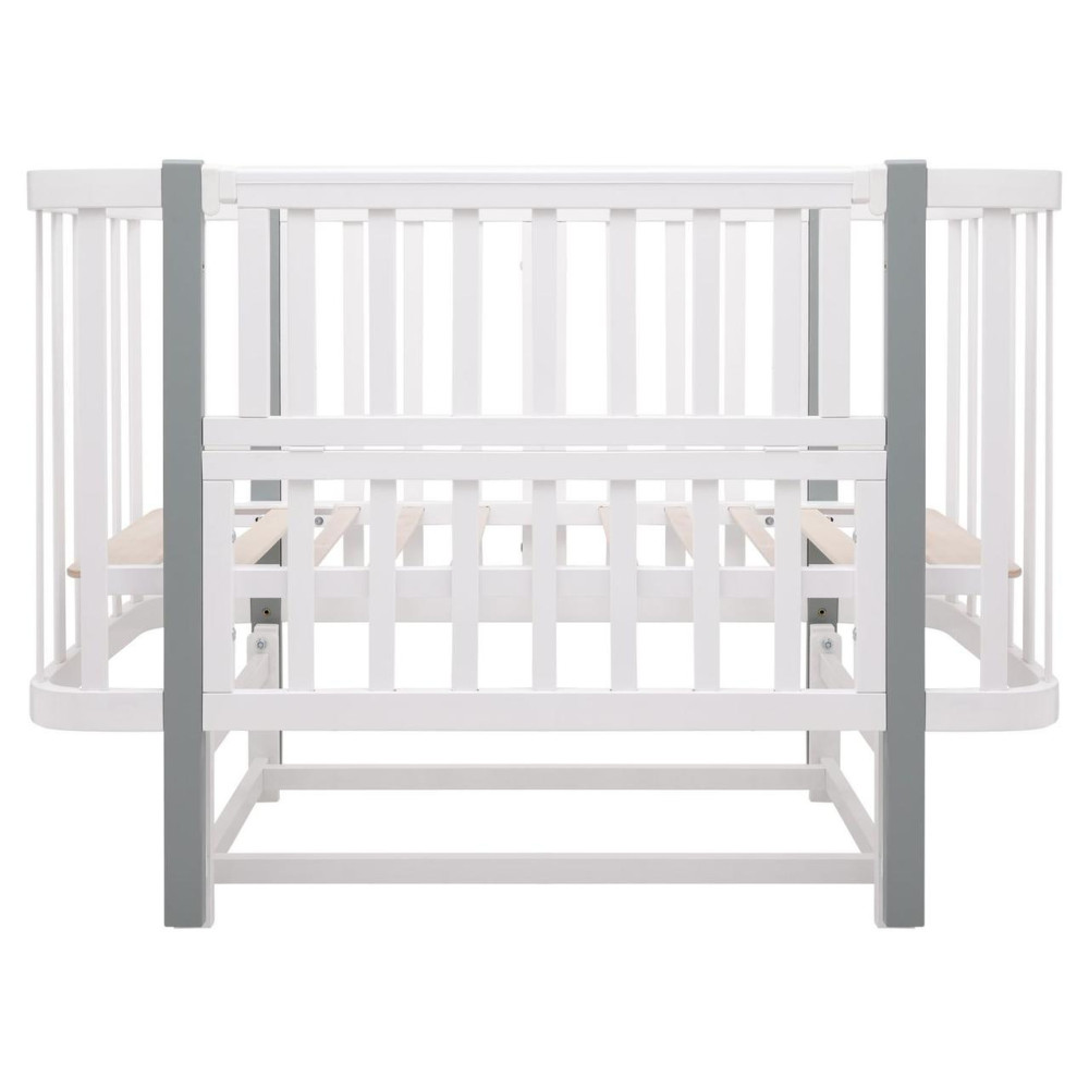 Babyroom Місяць LU-2 - дитяче ліжечко-трансформер 120×60 та 80×60 см, маятник • Білий / Сірий