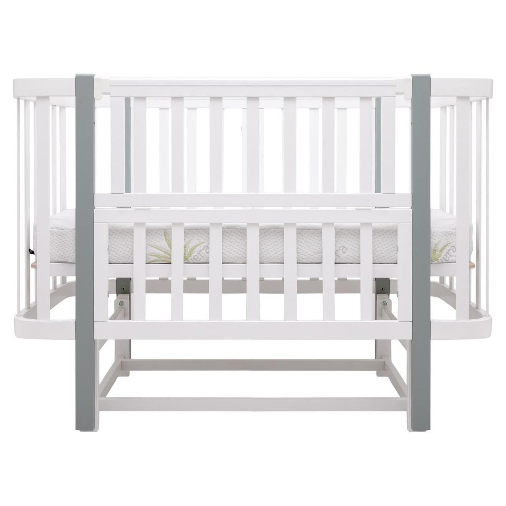 Babyroom Місяць LU-2 - дитяче ліжечко-трансформер 120×60 та 80×60 см, маятник • Білий / Сірий