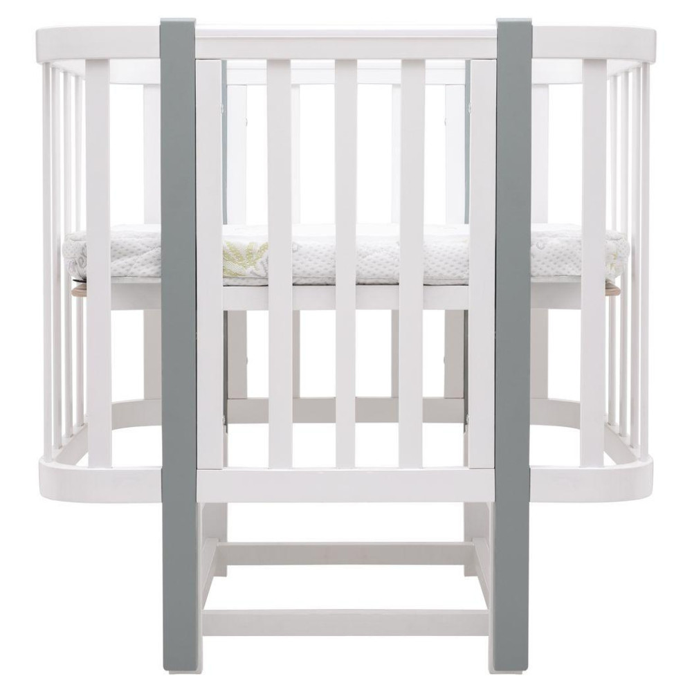 Babyroom Місяць LU-2 - дитяче ліжечко-трансформер 120×60 та 80×60 см, маятник • Білий / Сірий