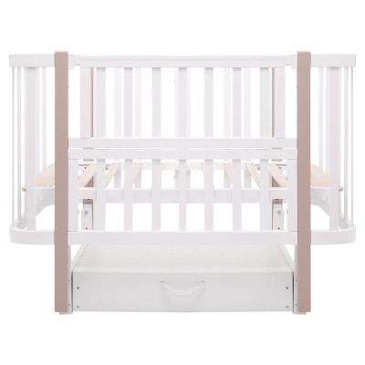 Babyroom Місяць LU-3 - детская кроватка-трансформер 120×60 и 80×60 см, маятник и ящик • Белый / Капучино