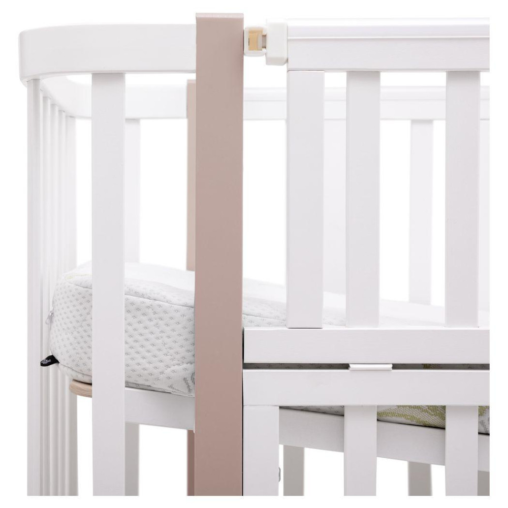 Babyroom Місяць LU-3 - дитяче ліжечко-трансформер 120×60 та 80×60 см, маятник і шухляда • Білий / Капучино