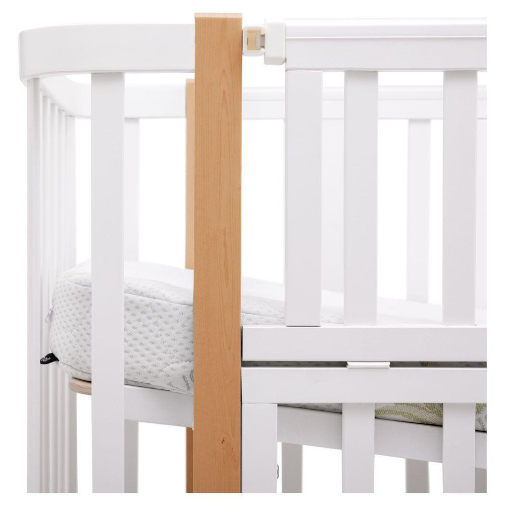 Babyroom Місяць LU-3 - дитяче ліжечко-трансформер 120×60 та 80×60 см, маятник і шухляда • Білий / Натуральний