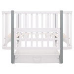Babyroom Місяць LU-3 - дитяче ліжечко-трансформер 120×60 та 80×60 см, маятник і шухляда • Білий / Сірий
