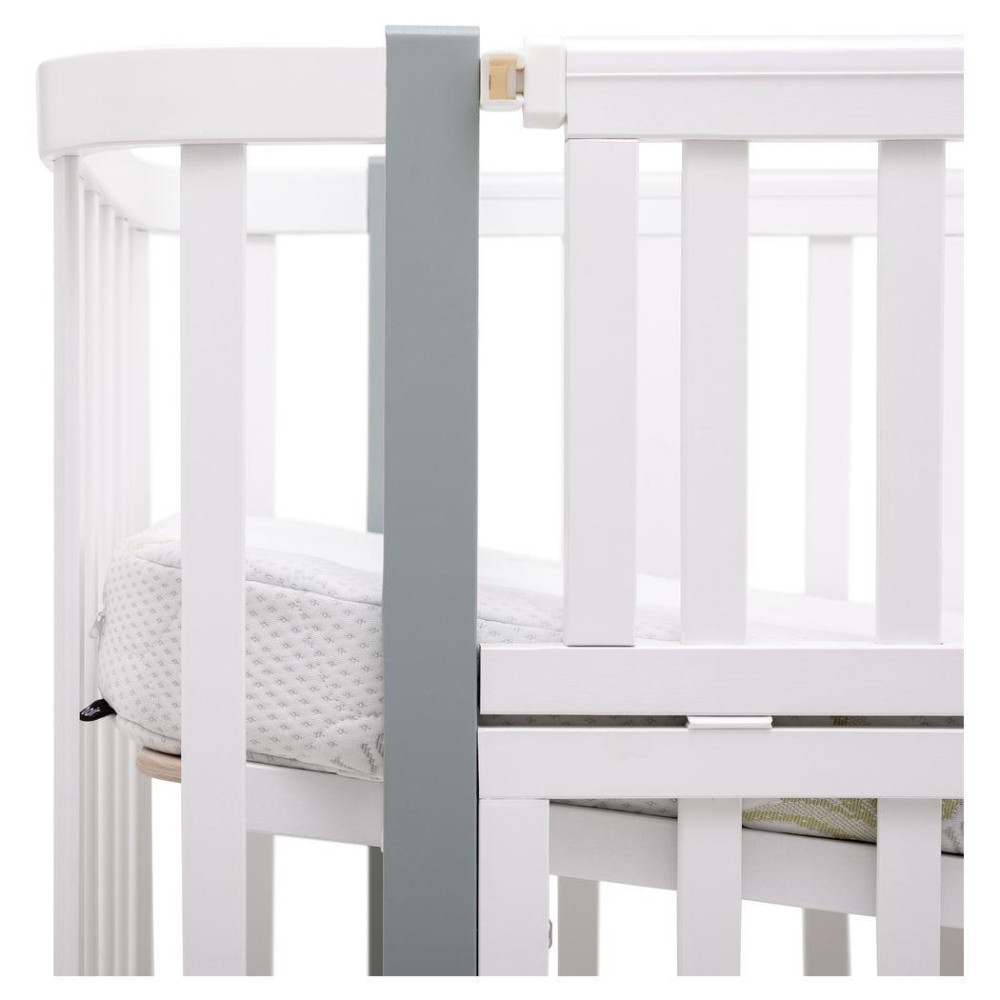 Babyroom Місяць LU-3 - дитяче ліжечко-трансформер 120×60 та 80×60 см, маятник і шухляда • Білий / Сірий