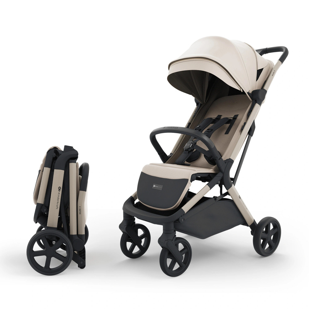 Kinderkraft Nubi 3 - прогулочная коляска с автоматическим складыванием • Sand Beige (KSNUBI03BEG0000)
