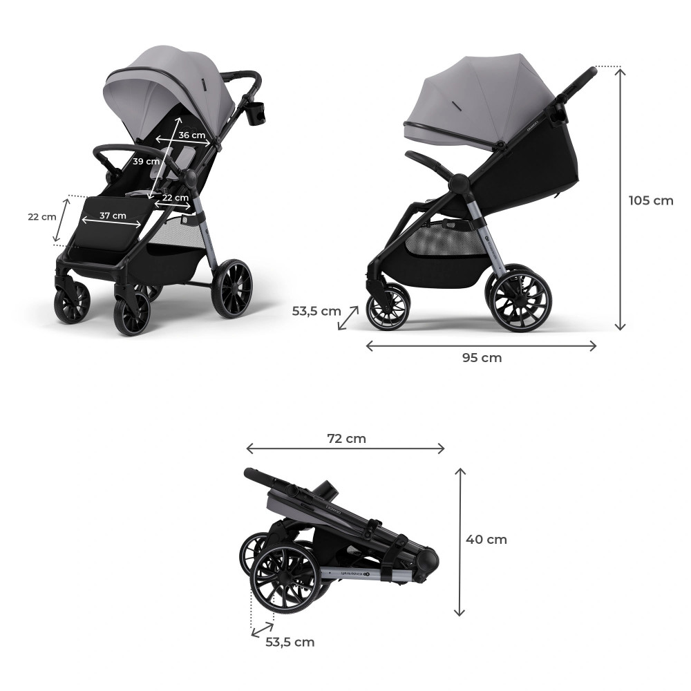 Kinderkraft Grande 2 - прогулочная коляска с большими колесами • Grey (KSGRAN02GRY0000) Kinderkraft Grande 2 - прогулочная коляска с большими колесами • Grey (KSGRAN02GRY0000)
