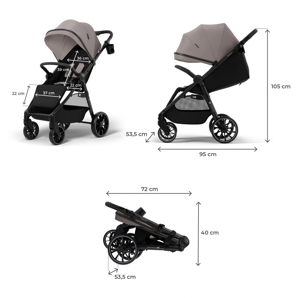 Kinderkraft Grande 2 - прогулочная коляска с большими колесами • Beige (KSGRAN02BEG0000) Kinderkraft Grande 2 - прогулочная коляска с большими колесами • Beige (KSGRAN02BEG0000)