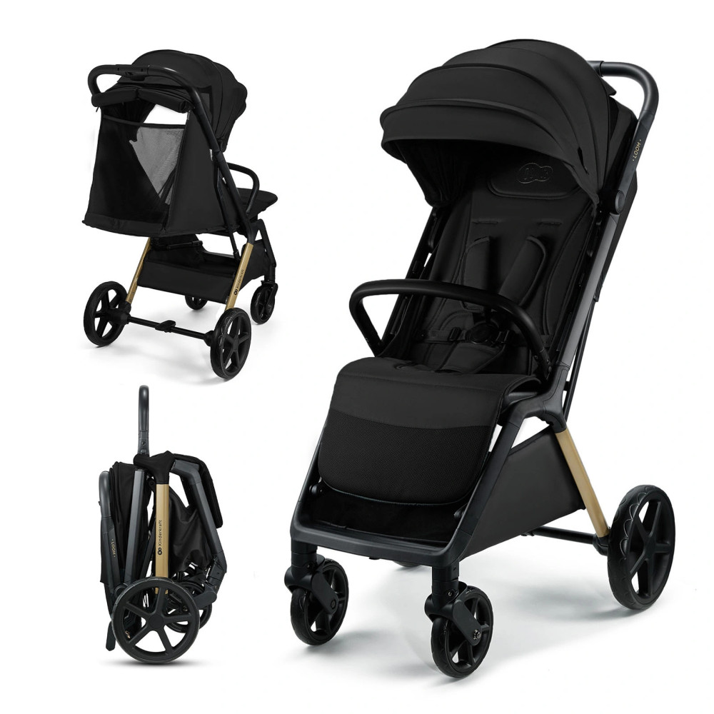 Kinderkraft Loom - легкая прогулочная коляска с автоматическим складыванием • Black (KSLOOM00BLK00BS)