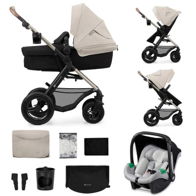 Kinderkraft Moov 2 Air - универсальная коляска 3 в 1 для путешествий, большие колеса, автокресло Mink Pro i-Size • Moonlight Grey (KSMOOV02GRY0000)