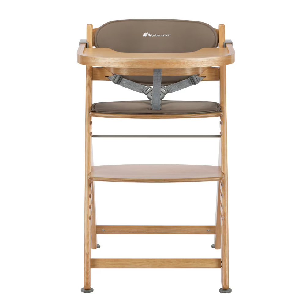 Bebe Confort Timba - стільчик для годування, 4 рівні регулювання висоти, 8 рівнів регулювання підніжки • Natural Wood/Beige