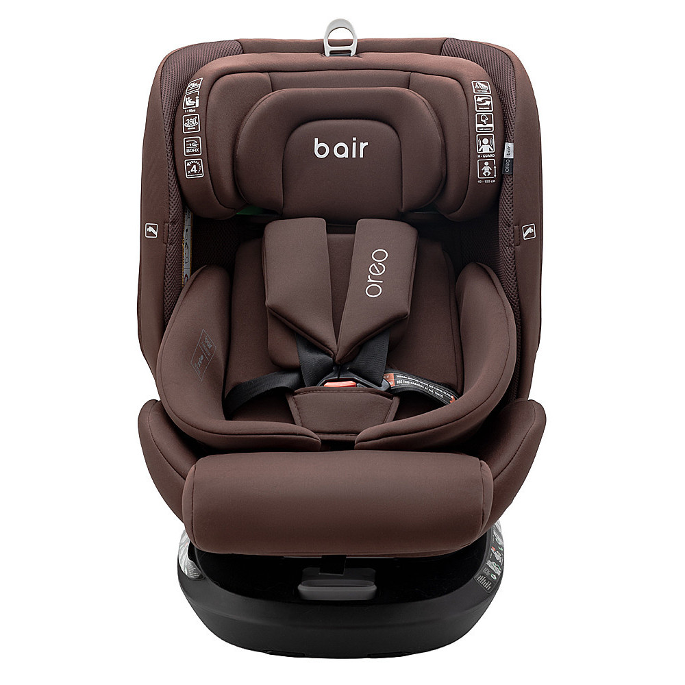 Bair Oreo 360 i-Size - детское автокресло (0 - 12 лет / 40 - 150 см) с функцией поворота 360, крепление ISOFIX и Top Tether • Choco (BO-07)