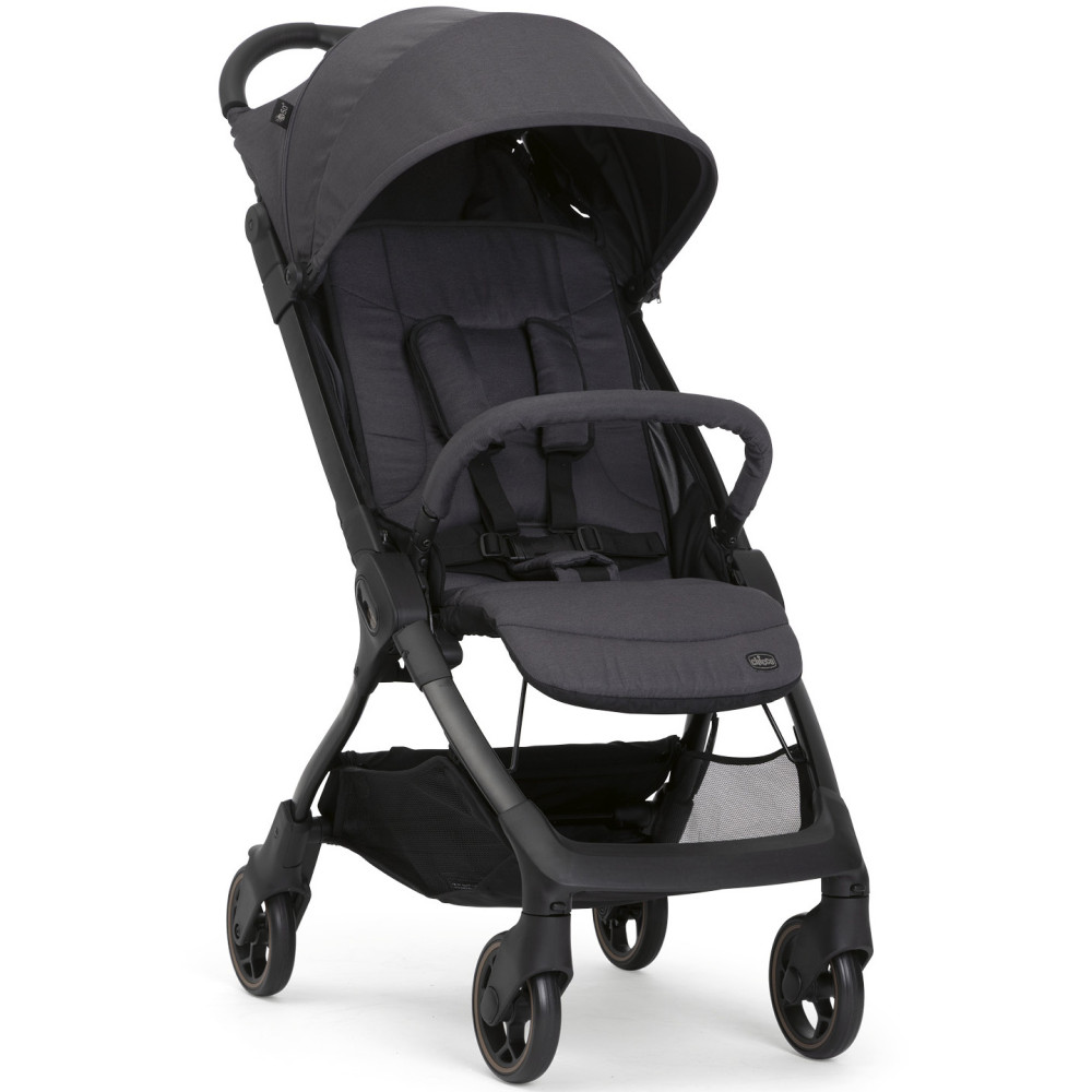 Chicco We 2 - легка прогулянкова коляска для подорожей з одноручним складанням • Ebony