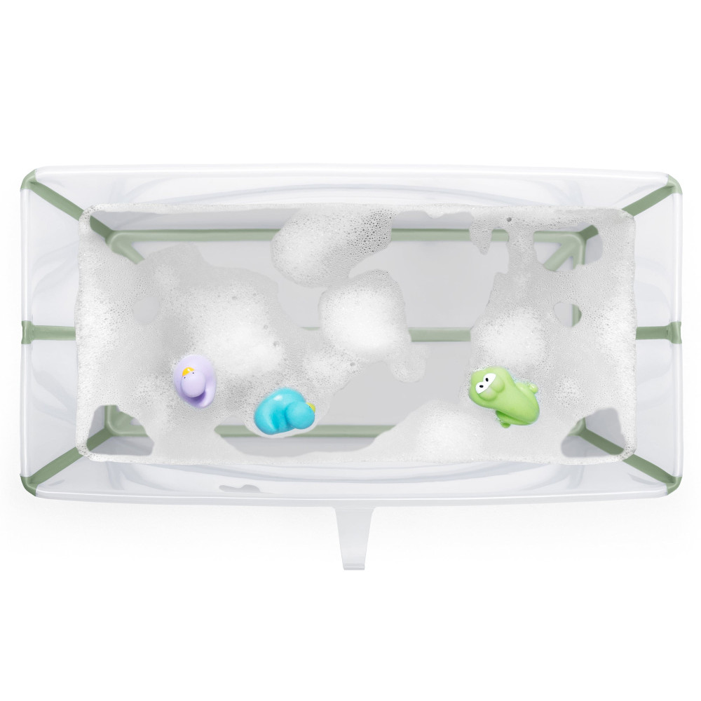 Stokke Flexi Bath Bundle - складана ванночка з адаптером для новонароджених • Transparent Green