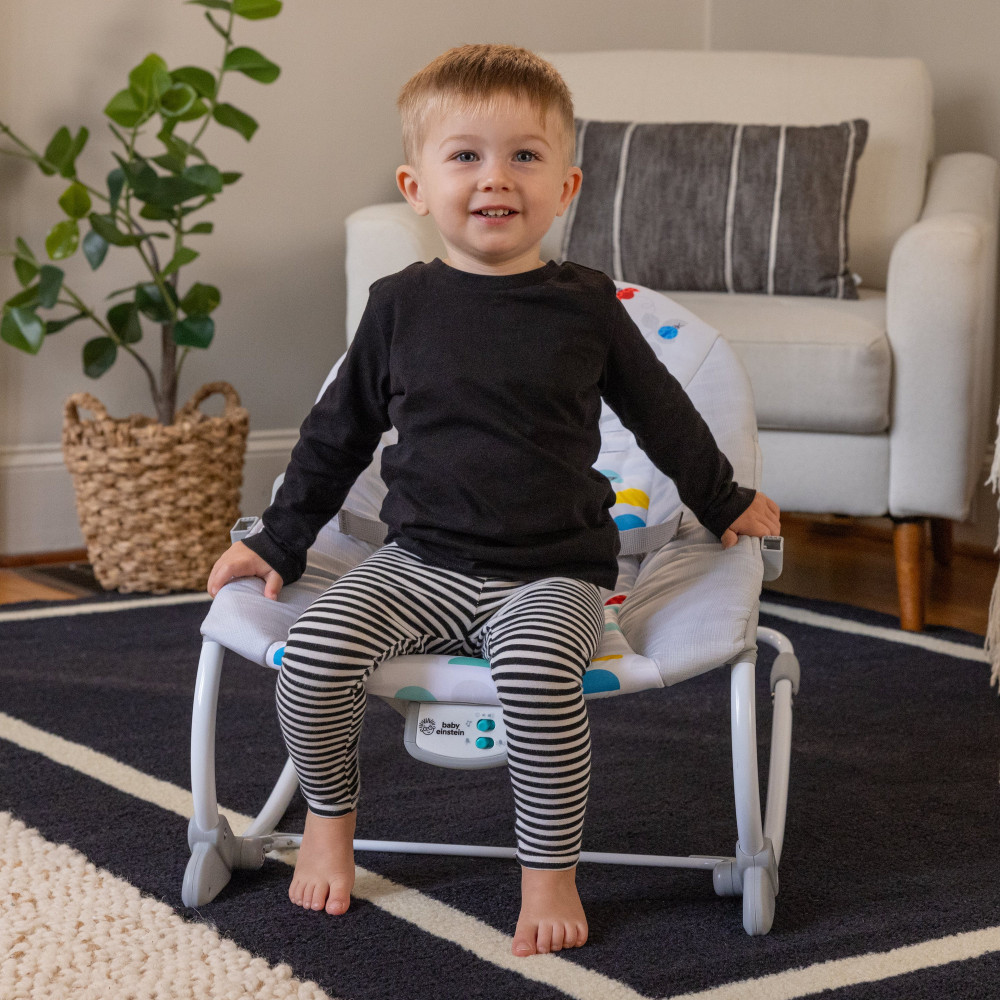 Baby Einstein Dean's Discovery Spot - шезлонг із вібрацією та мелодіями, що перетворюється на крісло для малюків