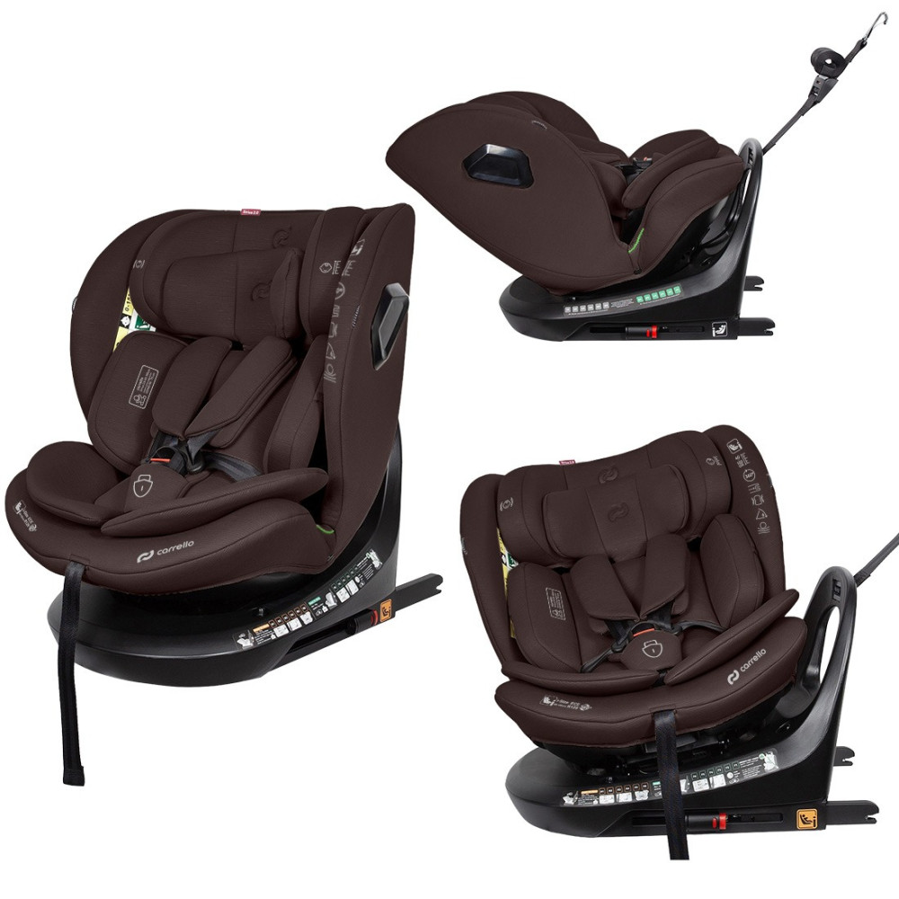Carrello Sirius 2.0 CRL-8809 - детское автокресло i-Size (0-12 лет / 40-150 см) с функцией поворота 360, крепление Isofix и Top Tether • Chocolate Brown