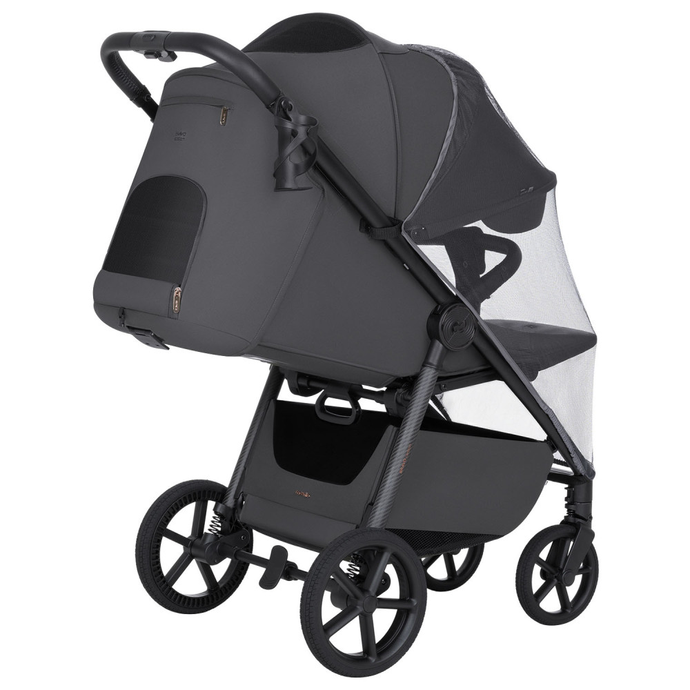 Carrello Bravo Carbon 2026 CRL-5530 - прогулянкова коляска для бездоріжжя, всесезонний візок з підсвіткою (телескопічна ручка, магнітний замок ременів) • Lumber Grey