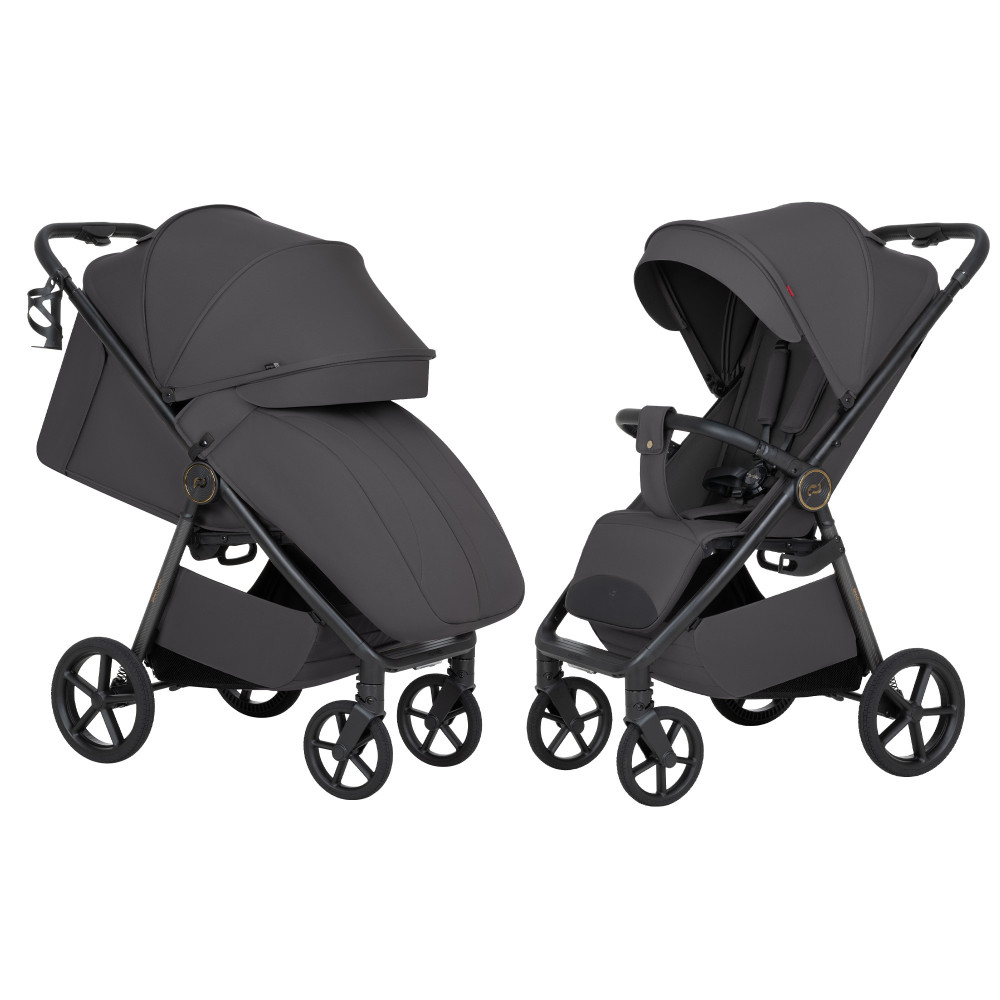Carrello Bravo Carbon 2026 CRL-5530 - прогулянкова коляска для бездоріжжя, всесезонний візок з підсвіткою (телескопічна ручка, магнітний замок ременів) • Lumber Grey