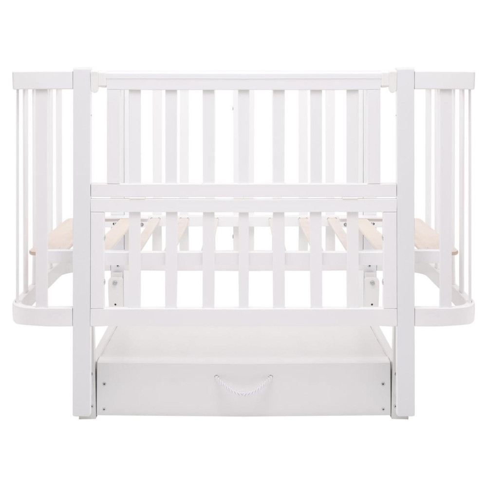 Babyroom Місяць LU-3 - дитяче ліжечко-трансформер 120×60 та 80×60 см, маятник і шухляда • Білий
