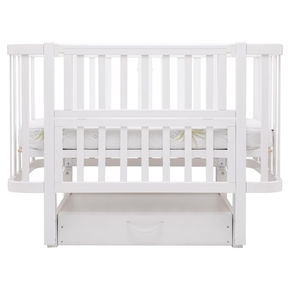 Babyroom Місяць LU-3 - дитяче ліжечко-трансформер 120×60 та 80×60 см, маятник і шухляда • Білий