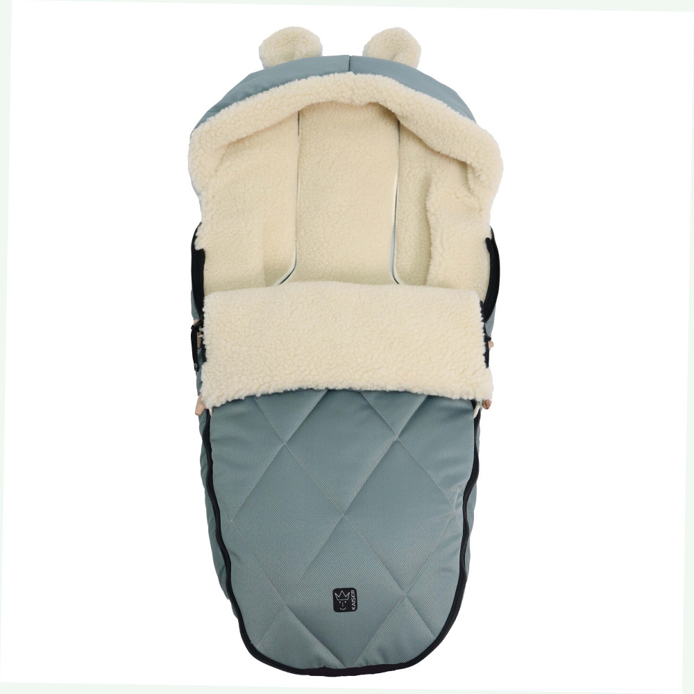 Kaiser XL Ears Wool - зимовий конверт із вовняною підкладкою для візочка • Сіро-зелений