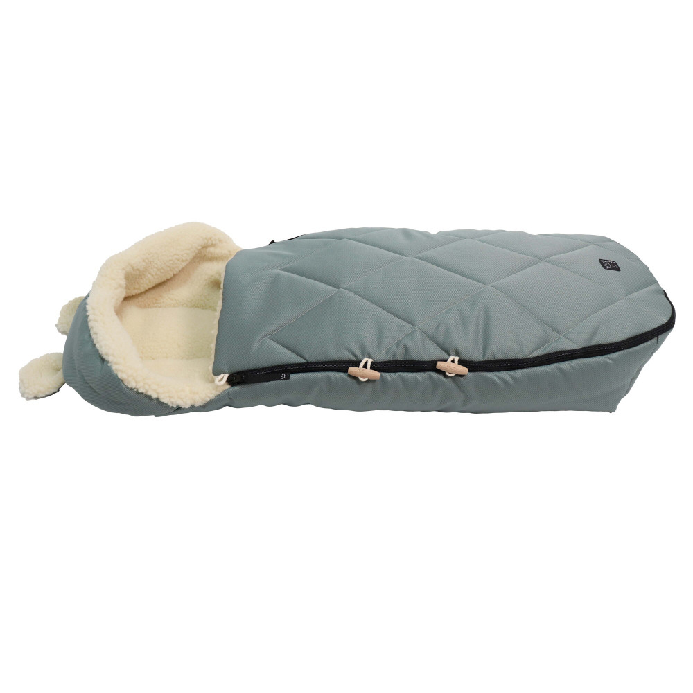 Kaiser XL Ears Wool - зимовий конверт із вовняною підкладкою для візочка • Сіро-зелений