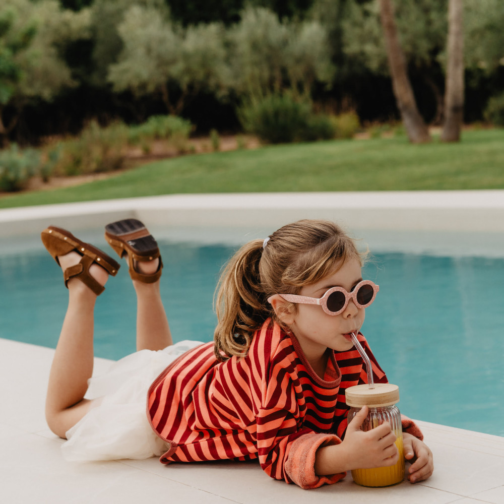Suavinex Kids Round Sunglasses - дитячі сонцезахисні окуляри круглої форми, 3-8 років • Рожеві з малюнком